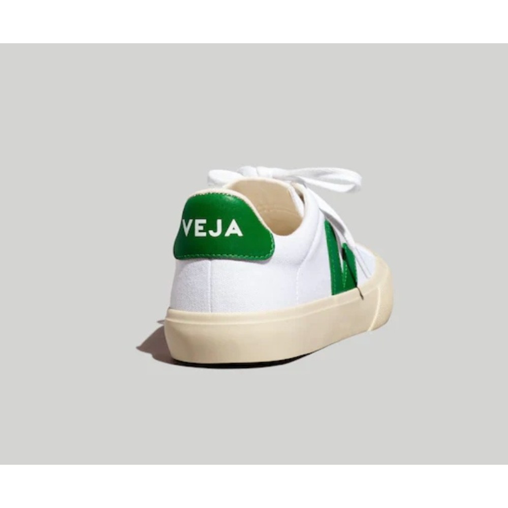 Veja Canvas Shoes Womens Size 7 White Emerald Green Low Top Lace Up Sneakers Eco - Picture 3 of 11